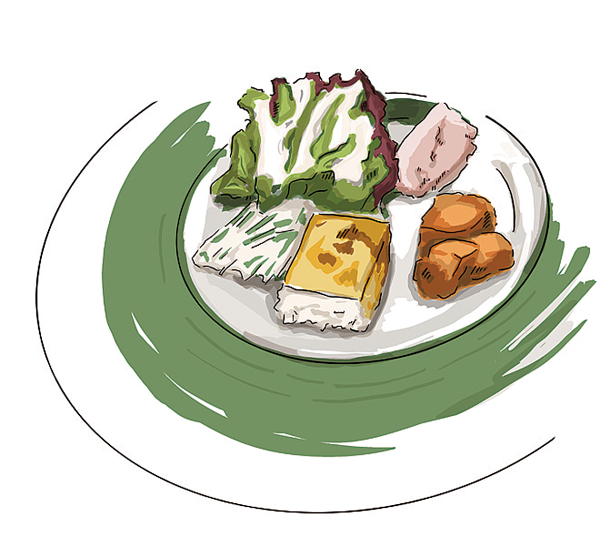 盛り合わせの前菜のイラスト