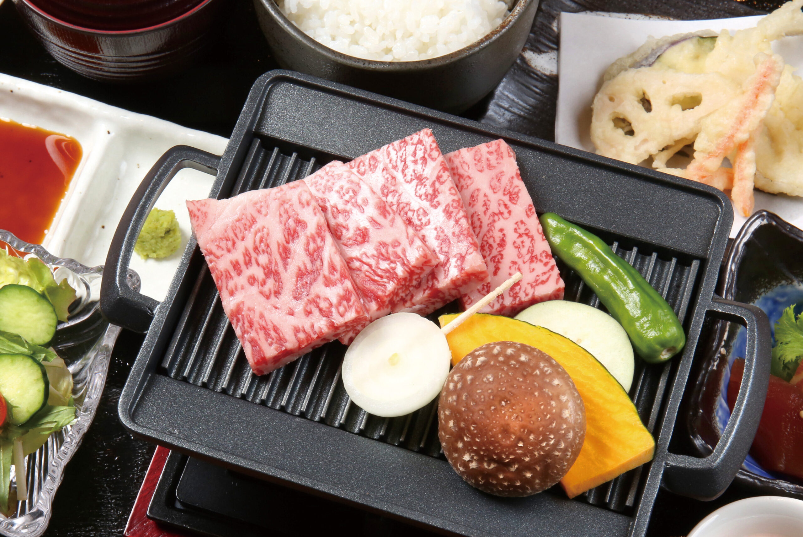 新登場の飛騨牛ステーキ御膳 4,950円。