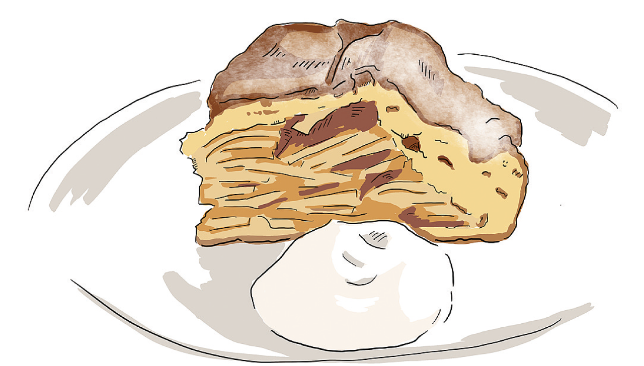 飛騨りんごのアップルパイ（カット）のイラスト