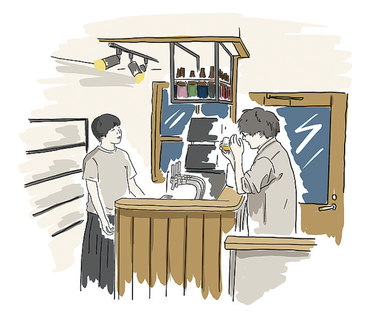 カウンター席のイラスト