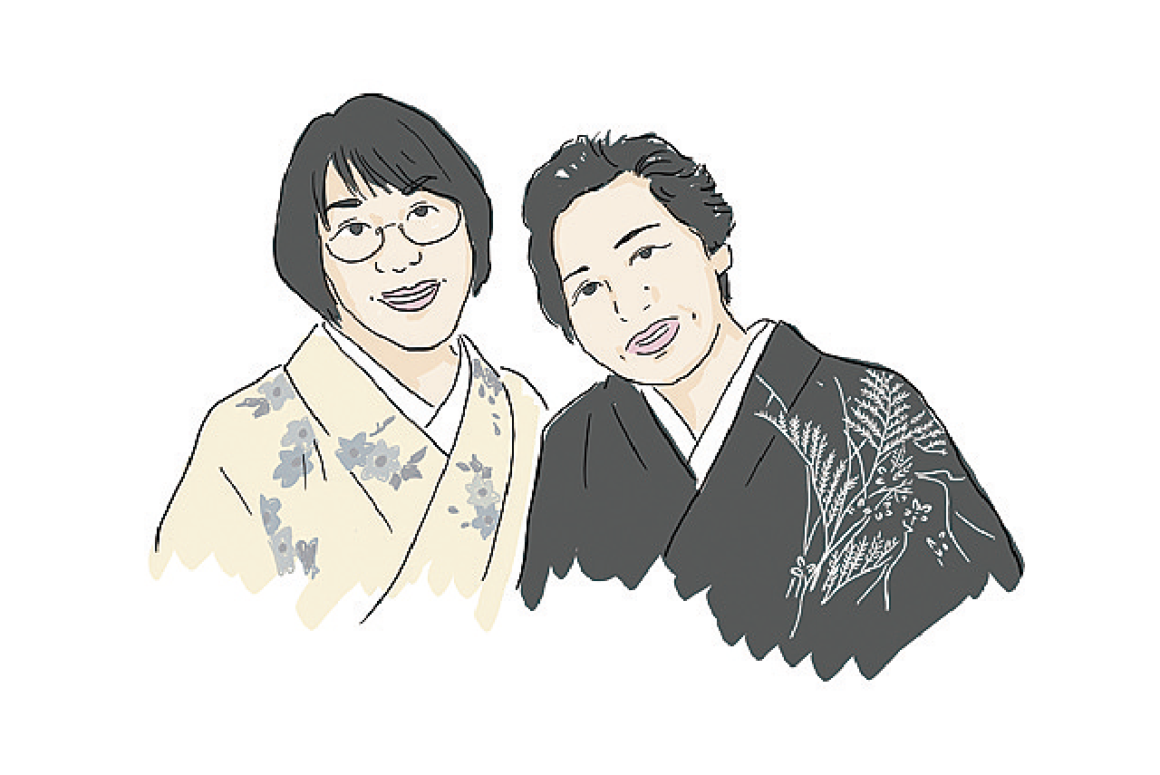 樽平 娘さんと共に立ち働くお母さんのイラスト