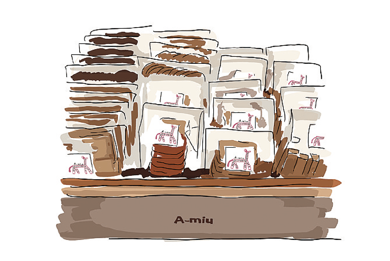 店内に陳列している商品のイラスト