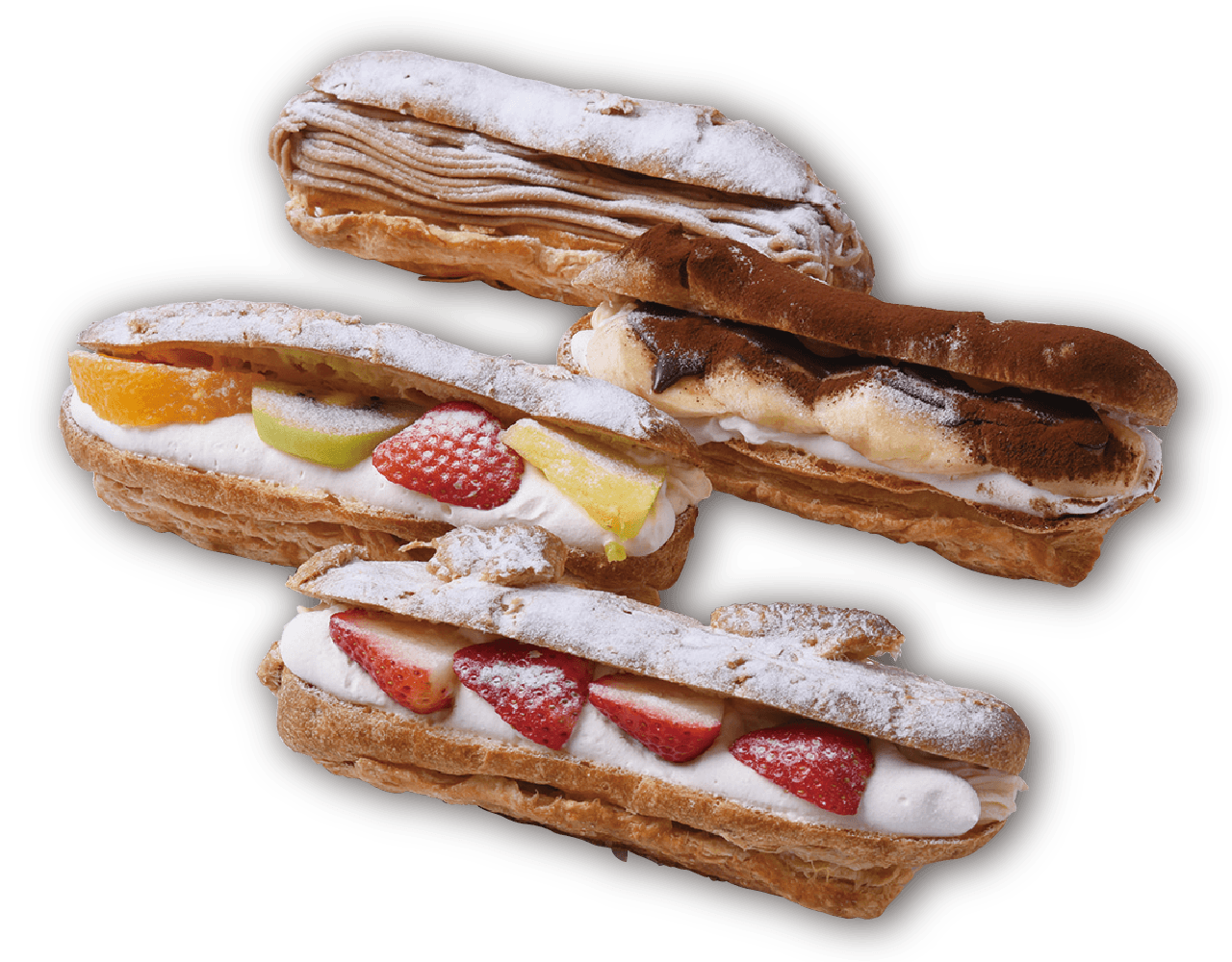 バトン各種（苺、フルーツ、モンブラン、チョコバナナ） 650円